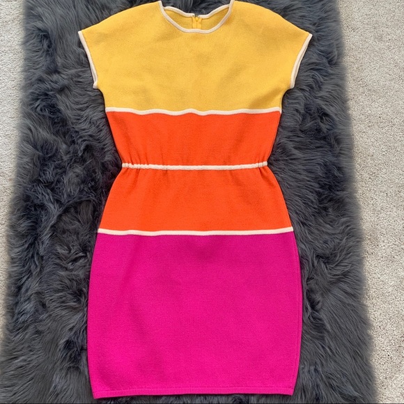 St. John Collection Dresses & Skirts - St. John Color Blocked Short Sleeve Sweater Dress